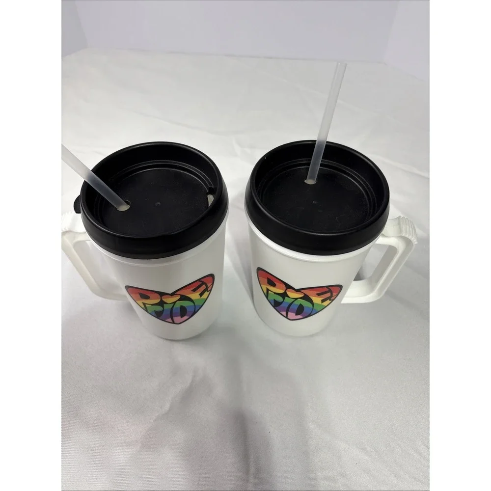 Set Of‎ 2 LGBTQ+ Pride 22 fl oz Drink Jugs With Straws! BPA Free Food Safe!